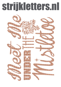 Vel Strijkletters Kerst Meet Me Under The Mistletoe Design Ruit Beige - afb. 1