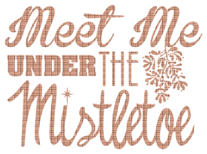 Vel Strijkletters Kerst Meet Me Under The Mistletoe Design Ruit Beige - afb. 2