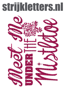 Vel Strijkletters Kerst Meet Me Under The Mistletoe Design Zebra Roze - afb. 1