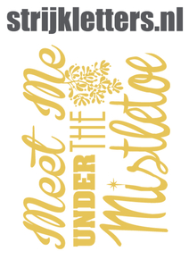 Vel Strijkletters Kerst Meet Me Under The Mistletoe Polyester Ondergrond Goud - afb. 1