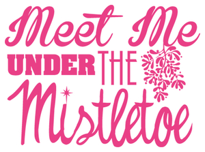 Vel Strijkletters Kerst Meet Me Under The Mistletoe Polyester Ondergrond Neon Roze - afb. 2