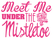 Vel Strijkletters Kerst Meet Me Under The Mistletoe Polyester Ondergrond Neon Roze - afb. 2