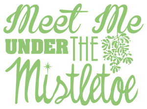 Vel Strijkletters Kerst Meet Me Under The Mistletoe Polyester Ondergrond Neon Groen - afb. 2