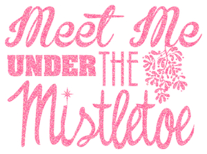 Vel Strijkletters Kerst Meet Me Under The Mistletoe Glitter Medium Pink - afb. 2
