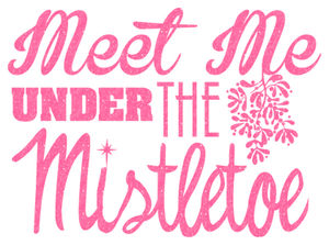 Vel Strijkletters Kerst Meet Me Under The Mistletoe Glitter Neon roze Glitter - afb. 2