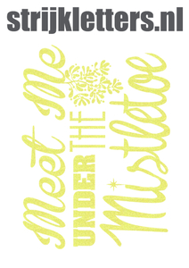 Vel Strijkletters Kerst Meet Me Under The Mistletoe Glitter Neon geel Glitter - afb. 1
