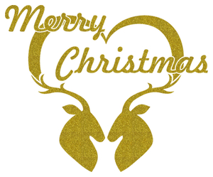 Vel Strijkletters Kerst Merry Christmas Deer Glitter Goud - afb. 2
