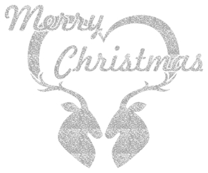 Vel Strijkletters Kerst Merry Christmas Deer Glitter Zilver - afb. 2