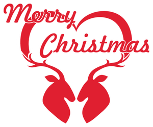 Vel Strijkletters Kerst Merry Christmas Deer Polyester Ondergrond Rood - afb. 2