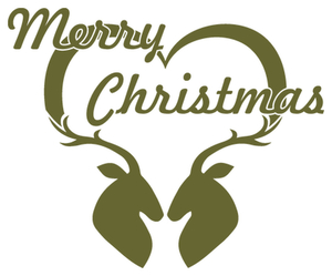 Vel Strijkletters Kerst Merry Christmas Deer Flock Khaki Groen - afb. 2
