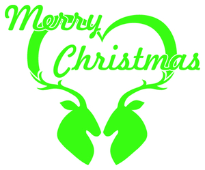 Vel Strijkletters Kerst Merry Christmas Deer Flock Neon Groen - afb. 2