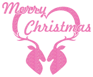 Vel Strijkletters Kerst Merry Christmas Deer Glitter Holo Pink - afb. 2