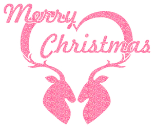 Vel Strijkletters Kerst Merry Christmas Deer Glitter Medium Pink - afb. 2