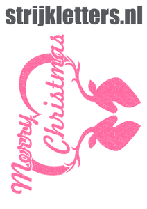 Vel Strijkletters Kerst Merry Christmas Deer Glitter Neon Pink Glitter 448 - afb. 1