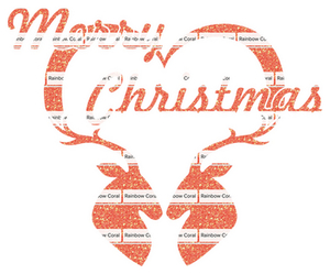 Vel Strijkletters Kerst Merry Christmas Deer Glitter Rainbow Coral Glitter ST - afb. 2