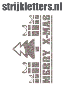 Vel Strijkletters Kerst Merry X-Mas Glitter Regenboog Multicolor 453 - afb. 1