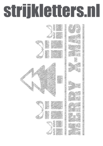 Vel Strijkletters Kerst Merry X-Mas Glitter Zilver - afb. 1