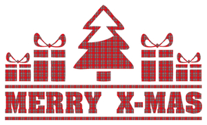 Vel Strijkletters Kerst Merry X-Mas Design Ruit Rood - afb. 2