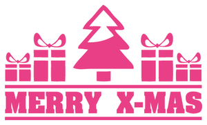 Vel Strijkletters Kerst Merry X-Mas Polyester Ondergrond Neon Roze - afb. 2