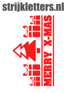 Vel Strijkletters Kerst Merry X-Mas Flock Neon Rood - afb. 1