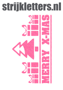 Vel Strijkletters Kerst Merry X-Mas Glitter Neon Pink Glitter 448 - afb. 1
