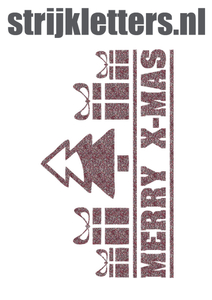 Vel Strijkletters Kerst Merry X-Mas Glitter Rose Gold Glitter 486 - afb. 1