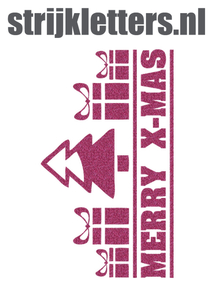 Vel Strijkletters Kerst Merry X-Mas Glitter Pink Glitter 457 - afb. 1