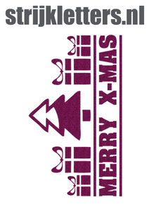 Vel Strijkletters Kerst Merry X-Mas Glitter Hot Pink Glitter 432 - afb. 1