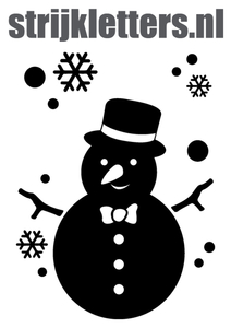 Vel Strijkletters Kerst Sneeuwpop Design Ruit Rood - afb. 1