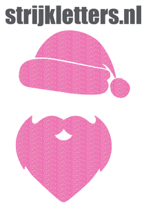 Vel Strijkletters Kerstman Glitter Holo Pink - afb. 1