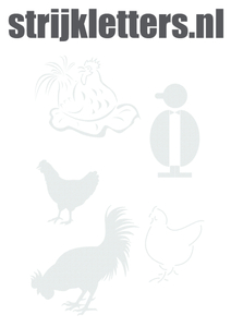 Vel Strijkletters Kippen Design Carbon Wit - afb. 1
