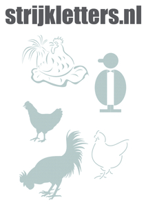Vel Strijkletters Kippen Design Carbon Zilver - afb. 1