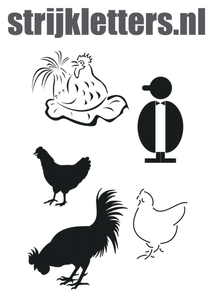 Vel Strijkletters Kippen Design Carbon Zwart - afb. 1