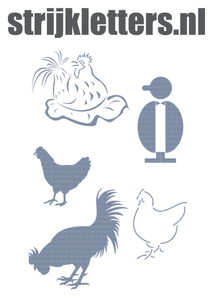 Vel Strijkletters Kippen Design Jeans - afb. 1
