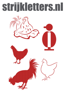 Vel Strijkletters Kippen Design Leer Rood - afb. 1