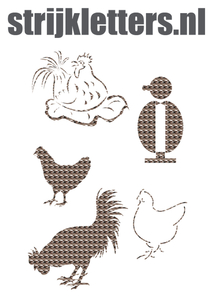 Vel Strijkletters Kippen Design Leger - afb. 1