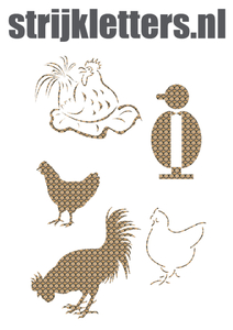 Vel Strijkletters Kippen Design Slang - afb. 1