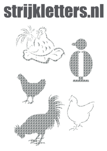 Vel Strijkletters Kippen Design Zebra - afb. 1
