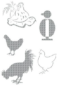 Vel Strijkletters Kippen Design Zebra - afb. 2