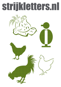 Vel Strijkletters Kippen Design Zebra Groen - afb. 1