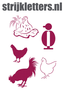 Vel Strijkletters Kippen Design Zebra Roze - afb. 1