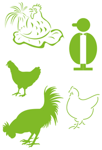 Vel Strijkletters Kippen Polyester Ondergrond Appelgroen - afb. 2