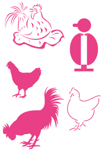 Vel Strijkletters Kippen Polyester Ondergrond Neon Roze - afb. 2