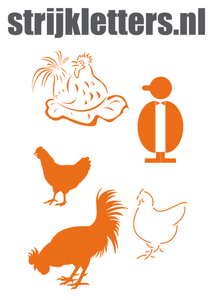 Vel Strijkletters Kippen Polyester Ondergrond Oranje - afb. 1