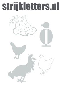 Vel Strijkletters Kippen Polyester Ondergrond Zilver - afb. 1