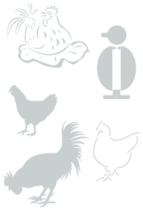 Vel Strijkletters Kippen Polyester Ondergrond Zilver - afb. 2