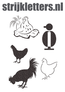 Vel Strijkletters Kippen Glitter Zwart - afb. 1