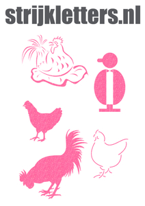 Vel Strijkletters Kippen Glitter Neon Pink Glitter 448 - afb. 1