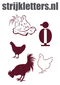 Vel Strijkletters Kippen Glitter Burgundy  Glitter 422 - afb. 1