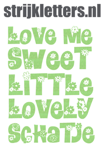 Vel Strijkletters Love Me Glitter Neon Groen Glitter - afb. 1